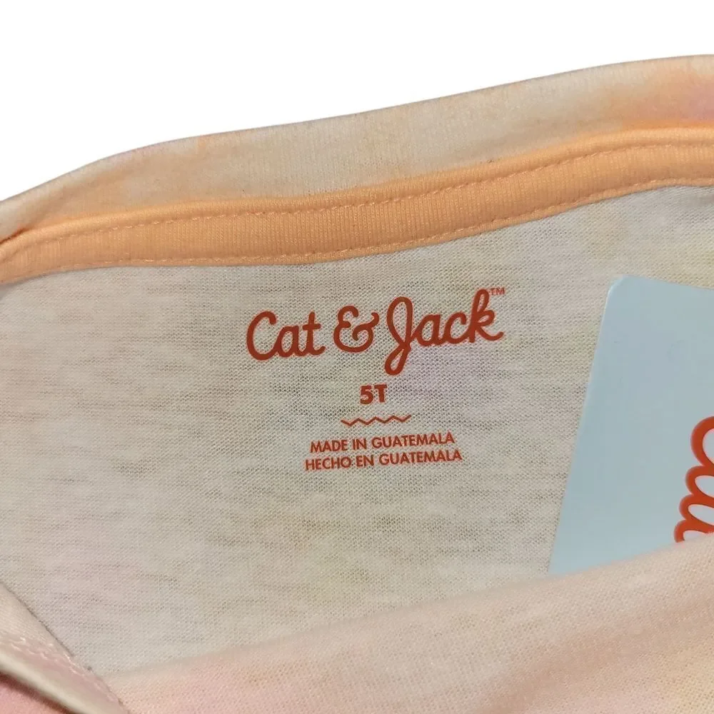Cat & Jack Peach,pink and Yellow Tee. Size 5 T
